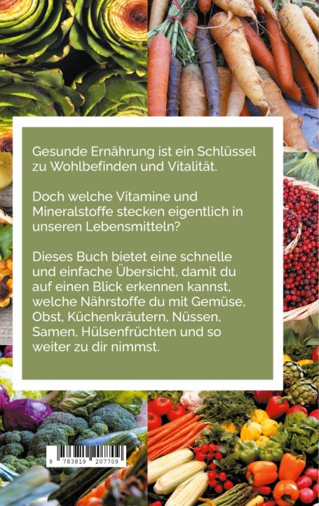 Rückseite Cover Buch "Vitamine & Nährstoffe: Dein Lebensmittel-Guide"